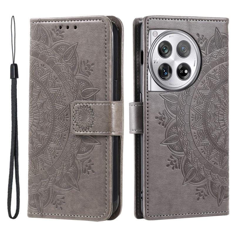 Housse OnePlus 12 5G Fleur Mandala avec Lanière