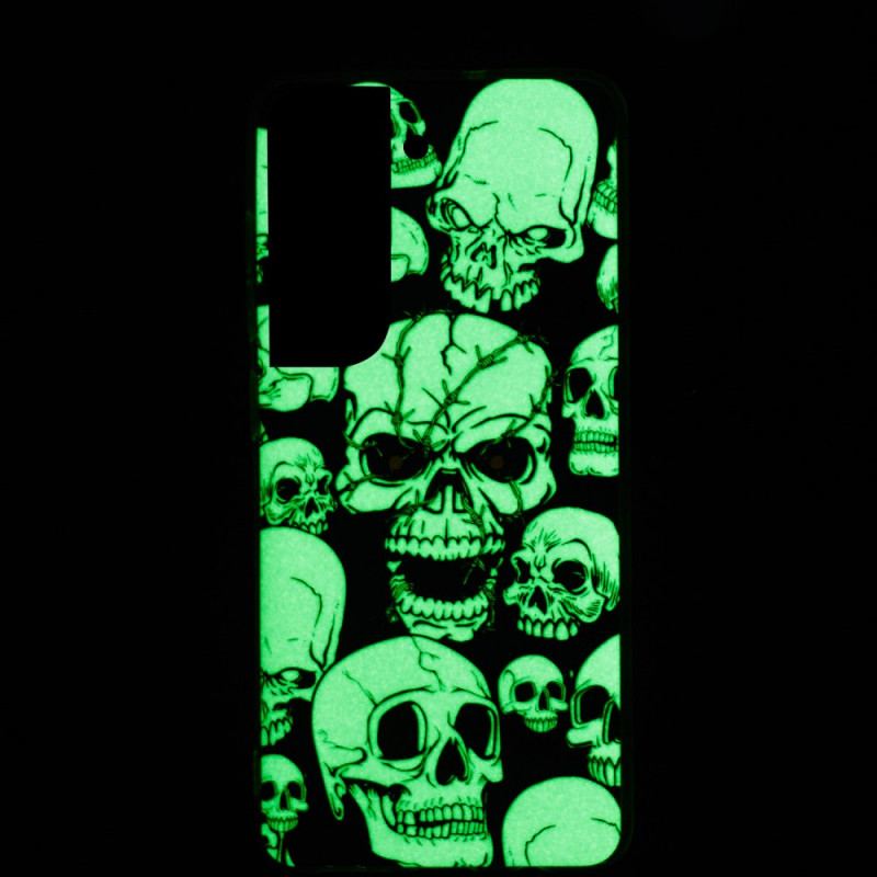 Coque Samsung Galaxy S22 Plus 5G Attention Têtes de Mort Fluorescente