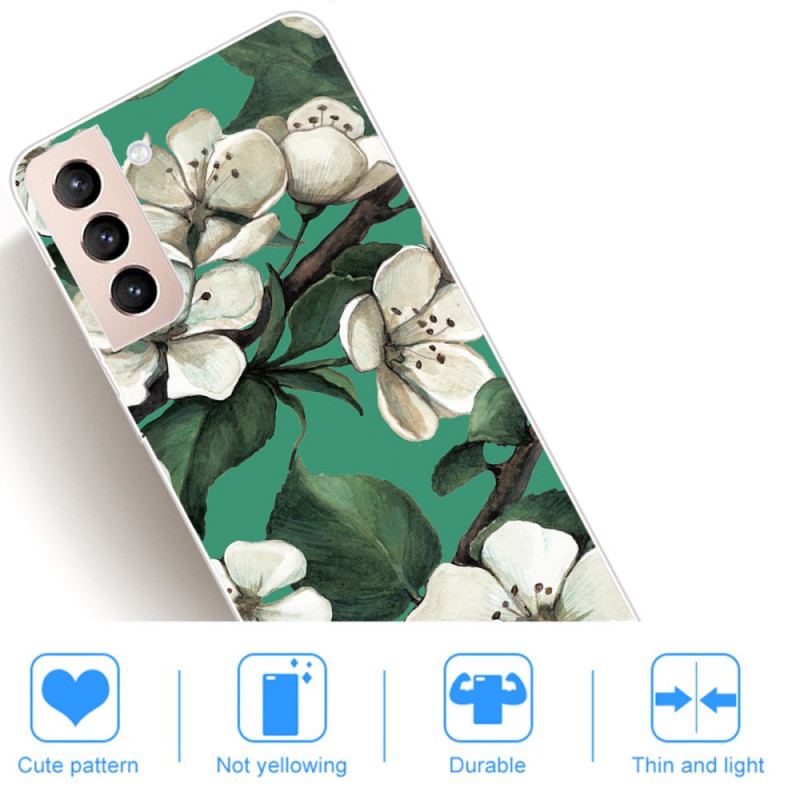 Coque Samsung Galaxy S22 Plus 5G Fleurs Blanches Peintes