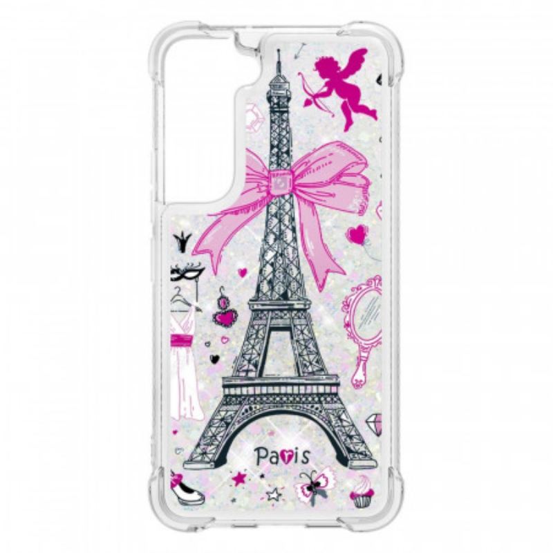 Coque Samsung Galaxy S22 Plus 5G La Tour Eiffel Paillettes