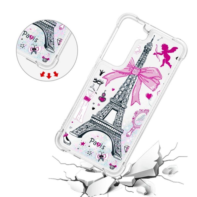 Coque Samsung Galaxy S22 Plus 5G La Tour Eiffel Paillettes