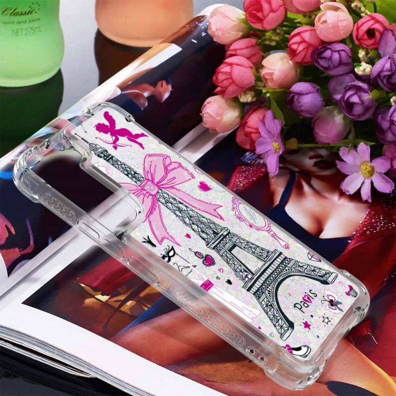 Coque Samsung Galaxy S22 Plus 5G La Tour Eiffel Paillettes