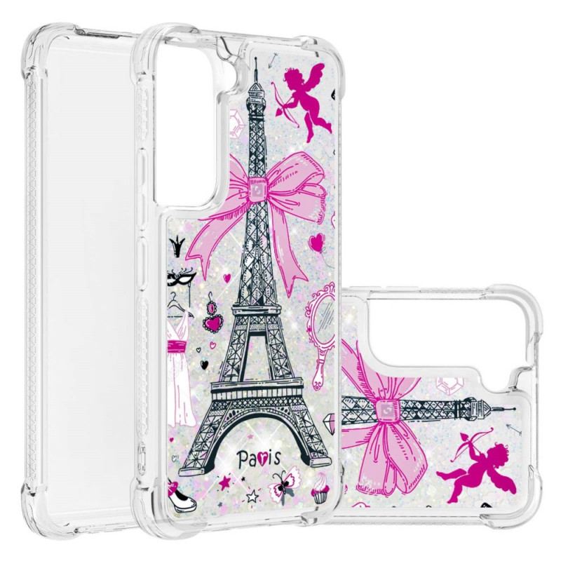 Coque Samsung Galaxy S22 Plus 5G La Tour Eiffel Paillettes