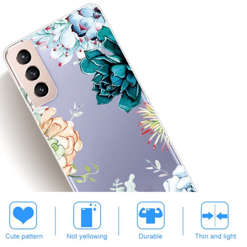 Coque Samsung Galaxy S22 Plus 5G Transparente Fleurs Aquarelle