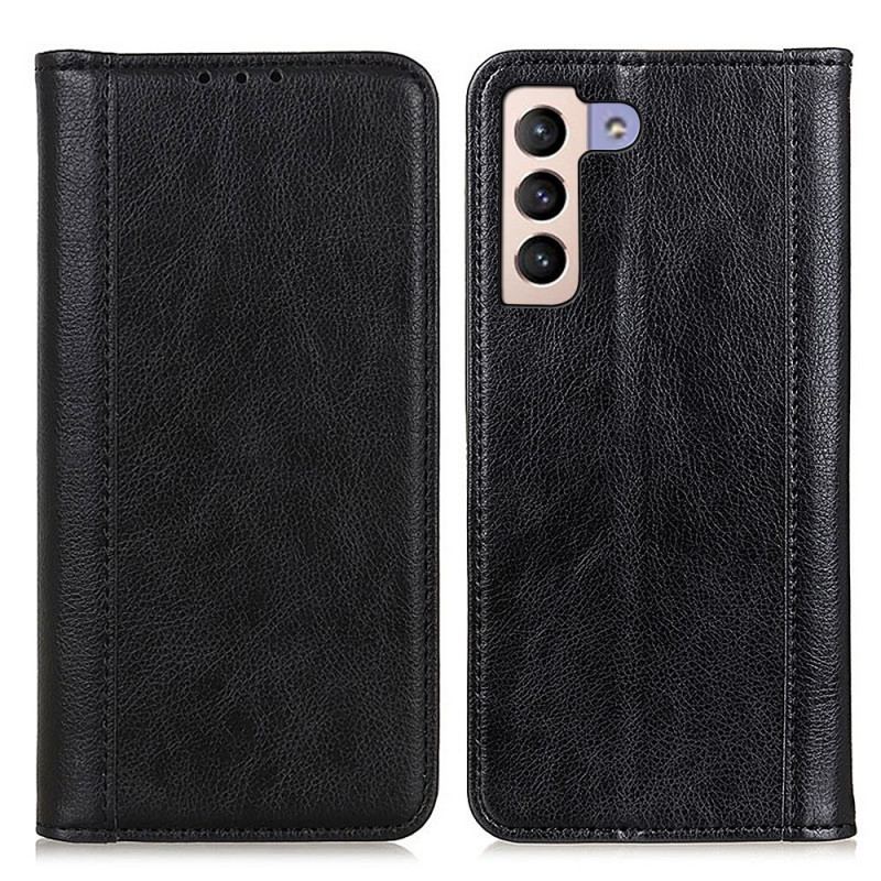 Flip Cover Samsung Galaxy S22 Plus 5G Cuir Litchi Fendu Élégance