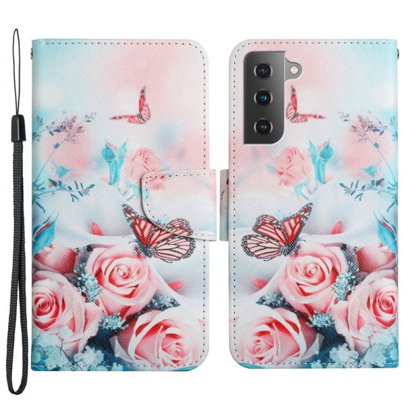 Housse Samsung Galaxy S22 Plus 5G Bouquet de Fleurs et Papillons