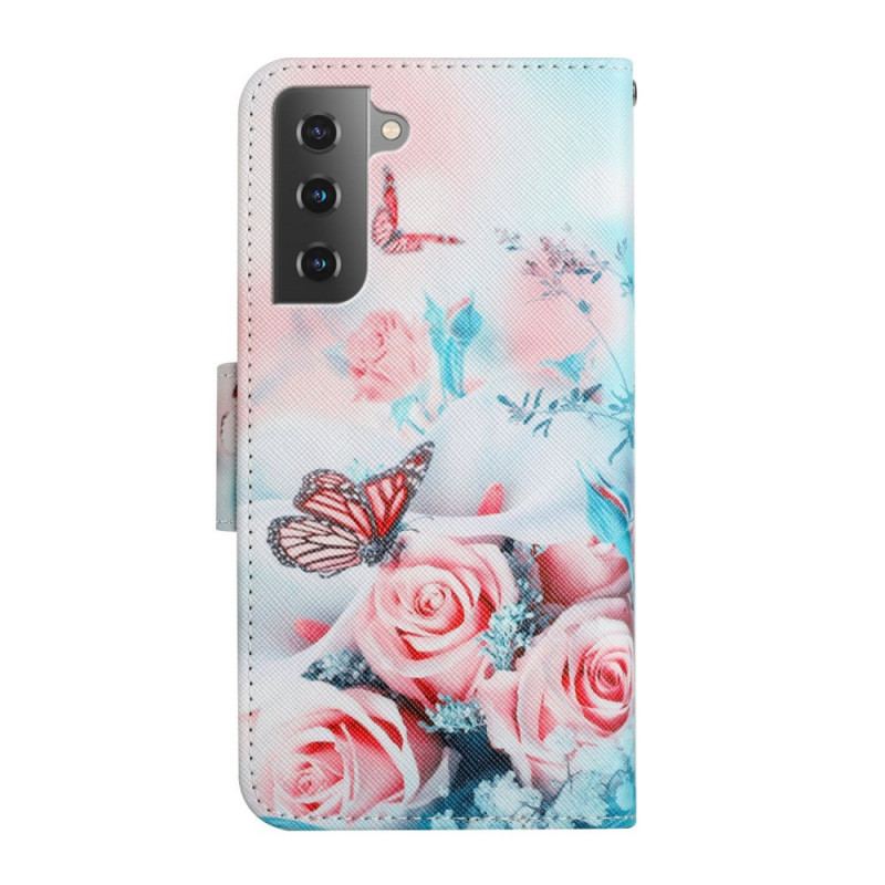 Housse Samsung Galaxy S22 Plus 5G Bouquet de Fleurs et Papillons