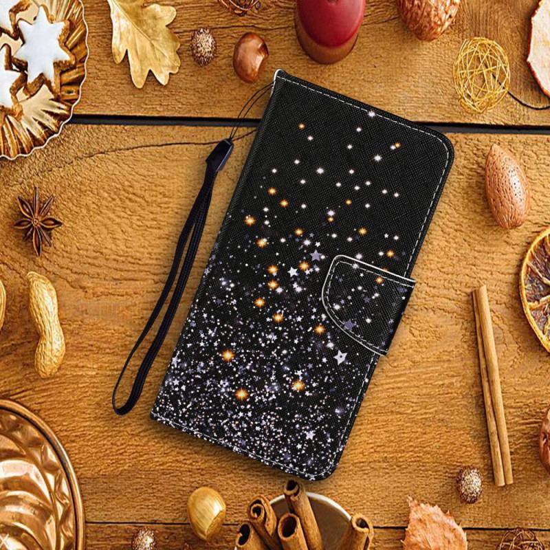 Housse Samsung Galaxy S22 Plus 5G Étoiles et Paillettes avec Lanière