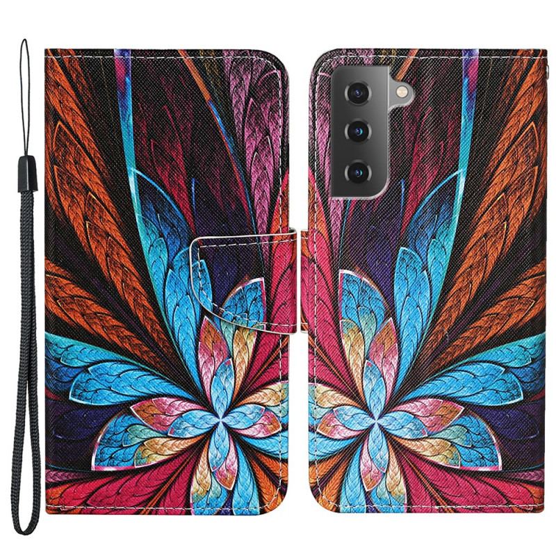 Housse Samsung Galaxy S22 Plus 5G Feuilles Colorées avec Lanière