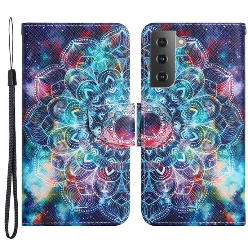 Housse Samsung Galaxy S22 Plus 5G Flashy Demi Mandala à Lanière