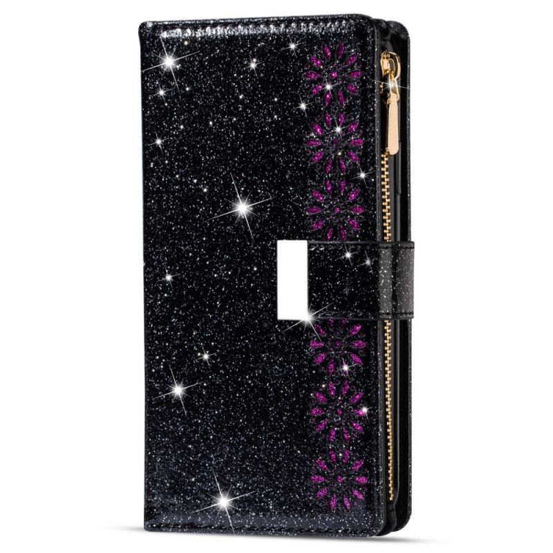 Housse Samsung Galaxy S22 Plus 5G Paillettes Portefeuille Zip