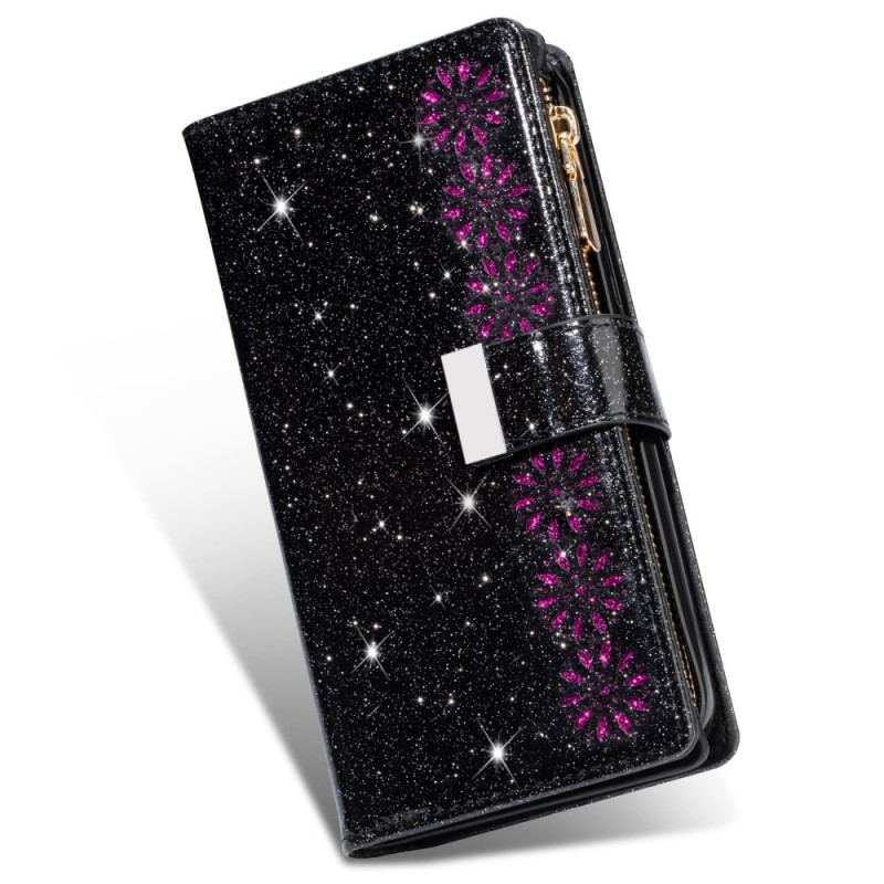 Housse Samsung Galaxy S22 Plus 5G Paillettes Portefeuille Zip