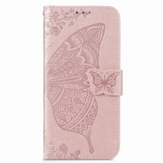 Housse Samsung Galaxy S22 Plus 5G Papillon Design avec Lanière