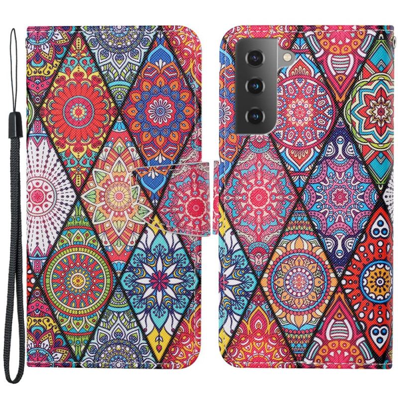 Housse Samsung Galaxy S22 Plus 5G Patchwork avec Lanière