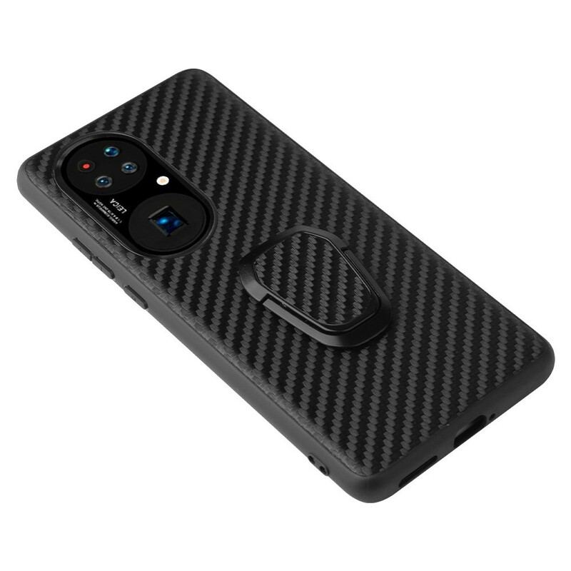 Coque Huawei P50 Pro Fibre Carbone Anneau-Support