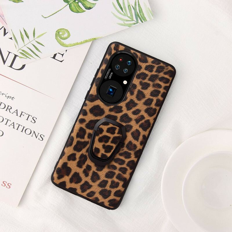 Coque Huawei P50 Pro Style Léopard Anneau-Support