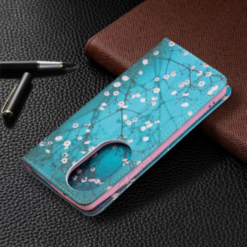 Flip Cover Huawei P50 Pro Branches Fleuries