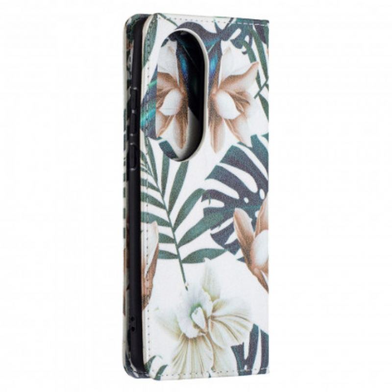 Flip Cover Huawei P50 Pro Feuilles