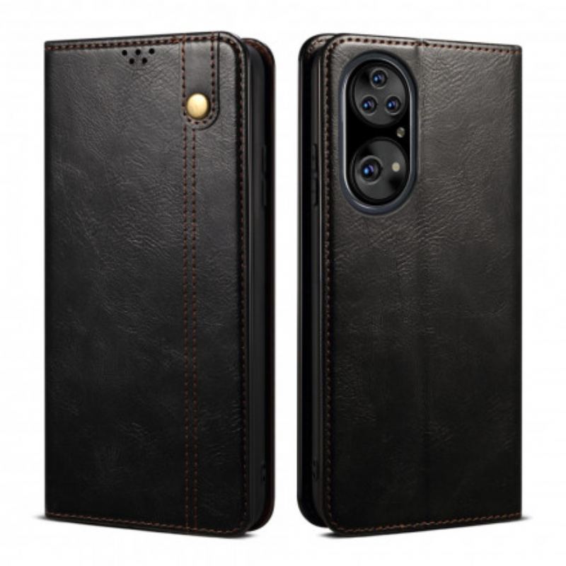 Flip Cover Huawei P50 Pro Simili Cuir Ciré