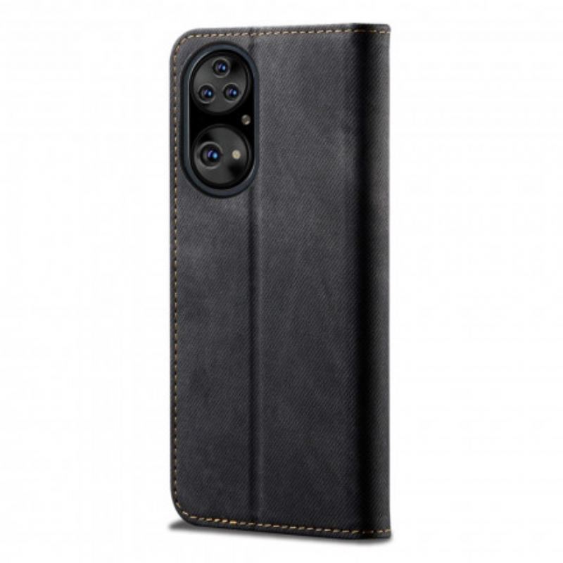 Flip Cover Huawei P50 Pro Simili Cuir Texture Jeans