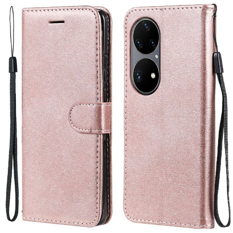 Housse Huawei P50 Pro Effet Cuir à Lanière