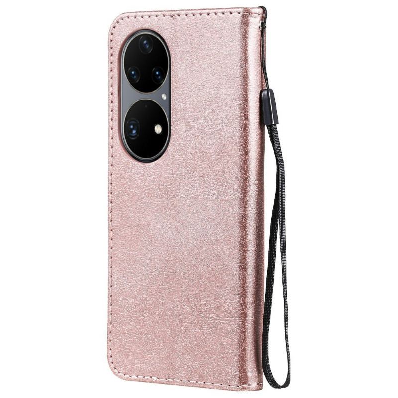 Housse Huawei P50 Pro Effet Cuir à Lanière