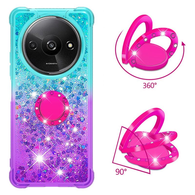 Coque Xiaomi Redmi A3 / Poco C61 Anneau-Support Dégradé Paillettes