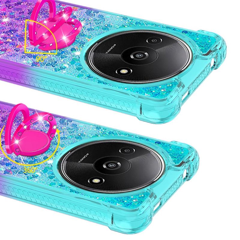 Coque Xiaomi Redmi A3 / Poco C61 Anneau-Support Dégradé Paillettes