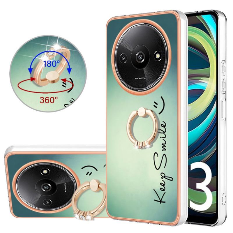 Coque Xiaomi Redmi A3 / Poco C61 Anneau-Support Keep Smile