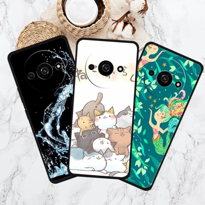 Coque Xiaomi Redmi A3 / Poco C61 Feuilles de Plantain et Fleurs d'Or