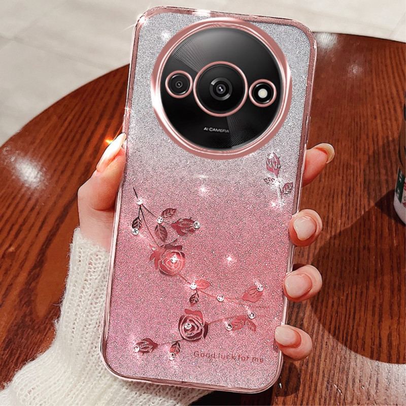 Coque Xiaomi Redmi A3 / Poco C61 Fleurs et Strass