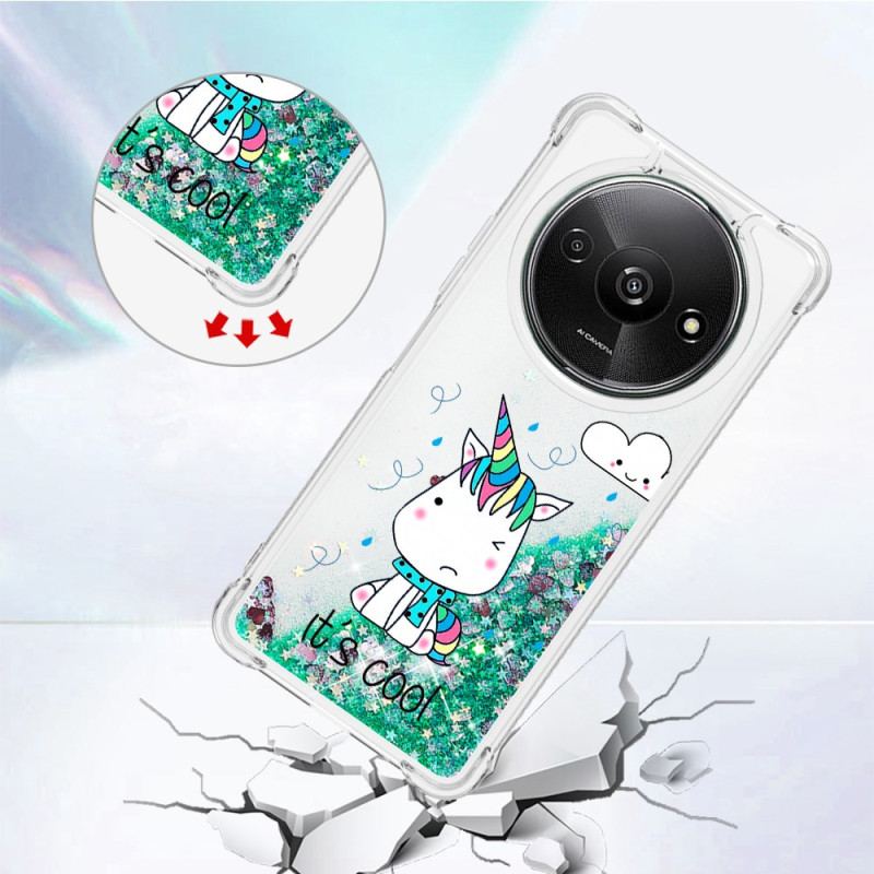 Coque Xiaomi Redmi A3 / Poco C61 Paillettes Licorne