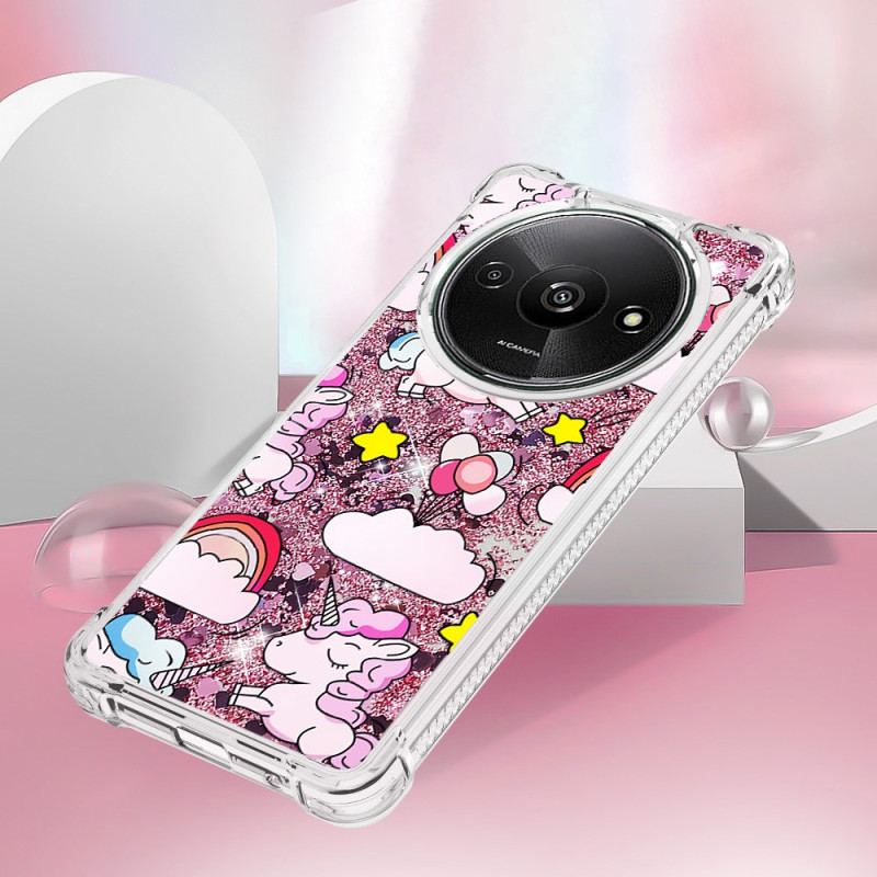 Coque Xiaomi Redmi A3 / Poco C61 Paillettes Licornes