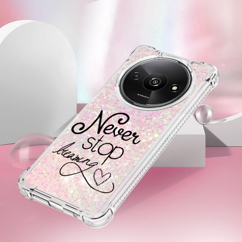 Coque Xiaomi Redmi A3 / Poco C61 Paillettes Never Stop Dreaming