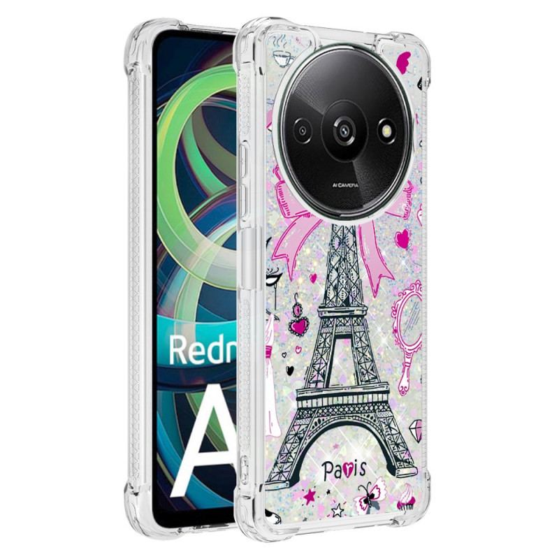 Coque Xiaomi Redmi A3 / Poco C61 Paillettes Tour Eiffel