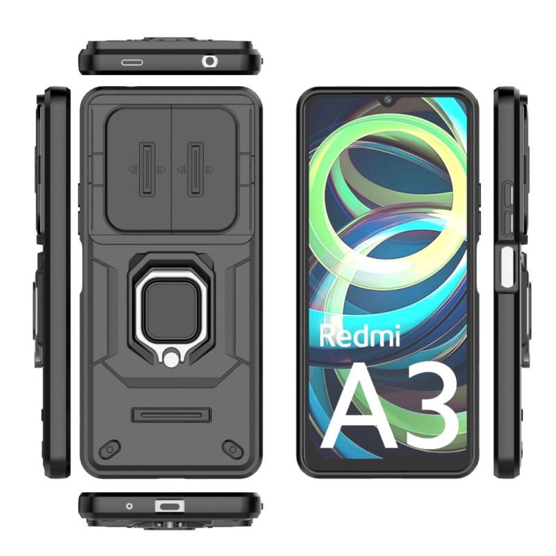 Coque Xiaomi Redmi A3 / Poco C61 Ring Résistante Couverture de Caméra Coulissante