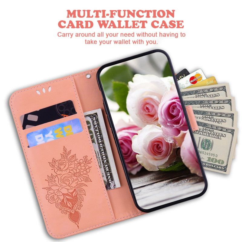 Housse Xiaomi Redmi A3 / Poco C61 Roses et Papillons à Lanière