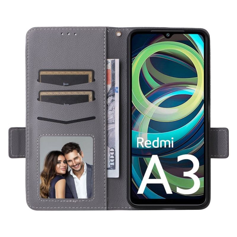 Housse Xiaomi Redmi A3 / Poco C61 Texture Cuir Litchi à Lanière