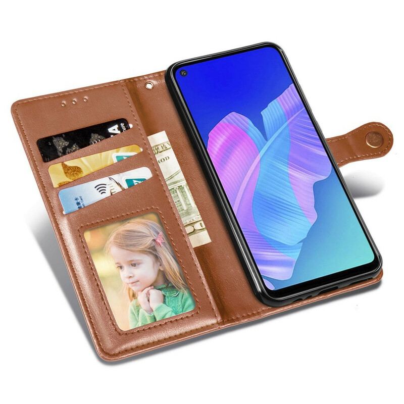 Housse Huawei P40 Lite E / Y7p Simili Cuir et Fermoir Vintage