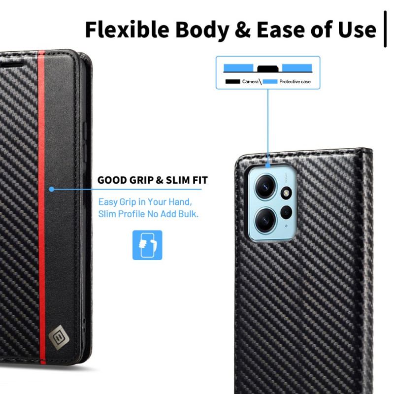 Flip Cover Xiaomi Redmi Note 12 4G Fibre Carbone LC.IMEEKE