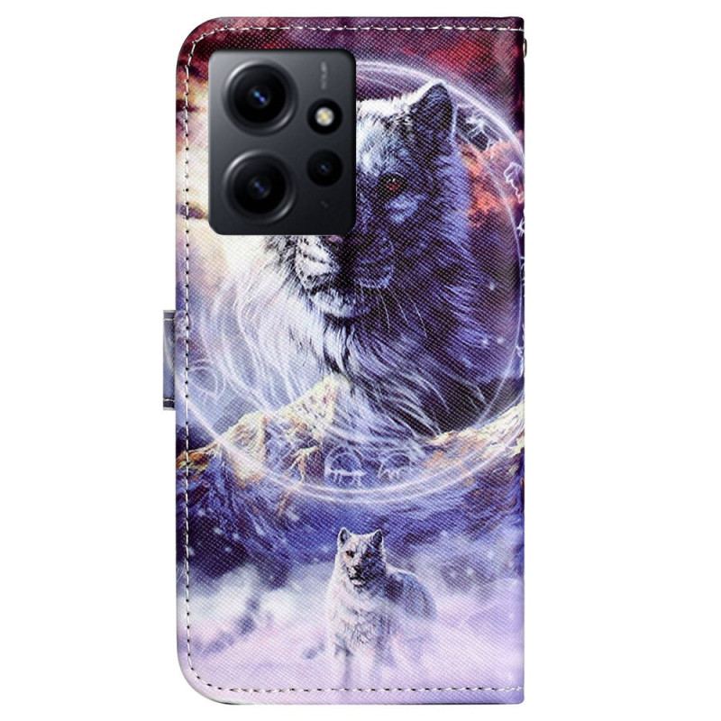 Housse Xiaomi Redmi Note 12 4G Loup des Neiges à Lanière