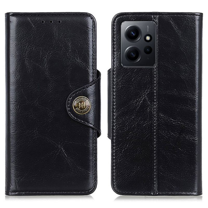 Housse Xiaomi Redmi Note 12 4G Simili Cuir Verni Bouton KHAZNEH