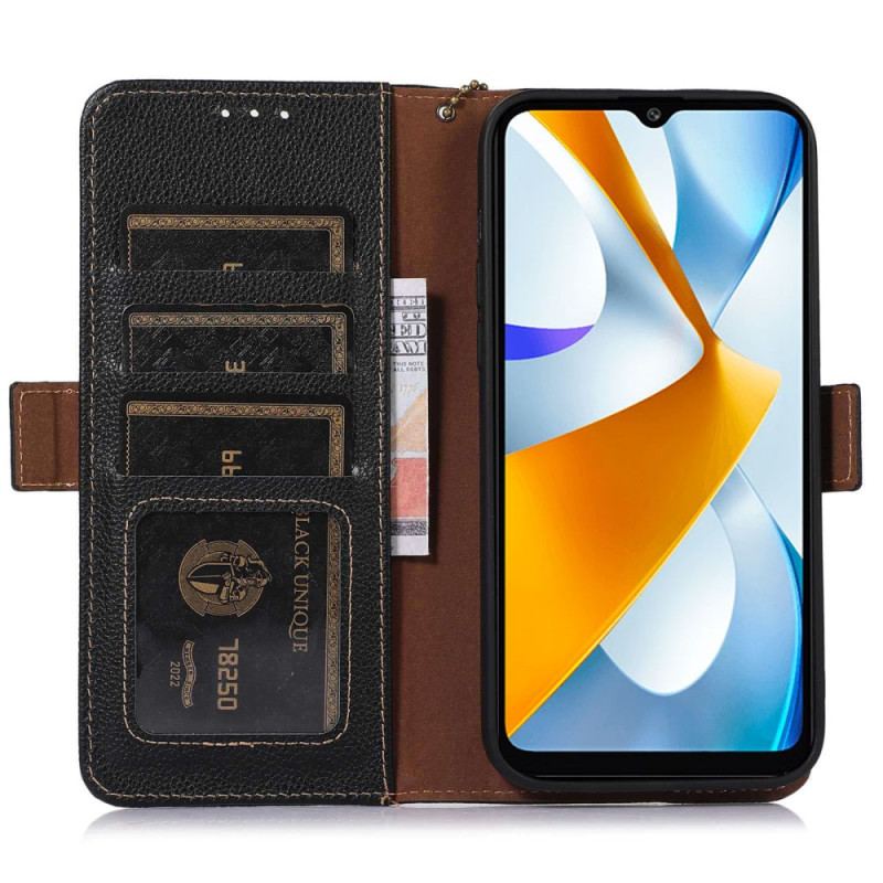 Housse Xiaomi Redmi Note 12 4G Véritable Cuir Texturé RFID