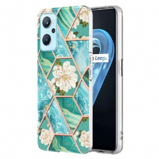 Coque Realme 9i Marbre géométrique et Fleurs