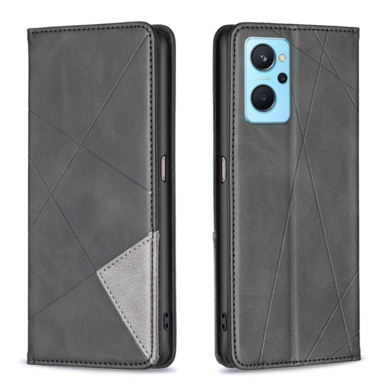 Flip Cover Realme 9i Simili Cuir Motif Lignes Diagonales