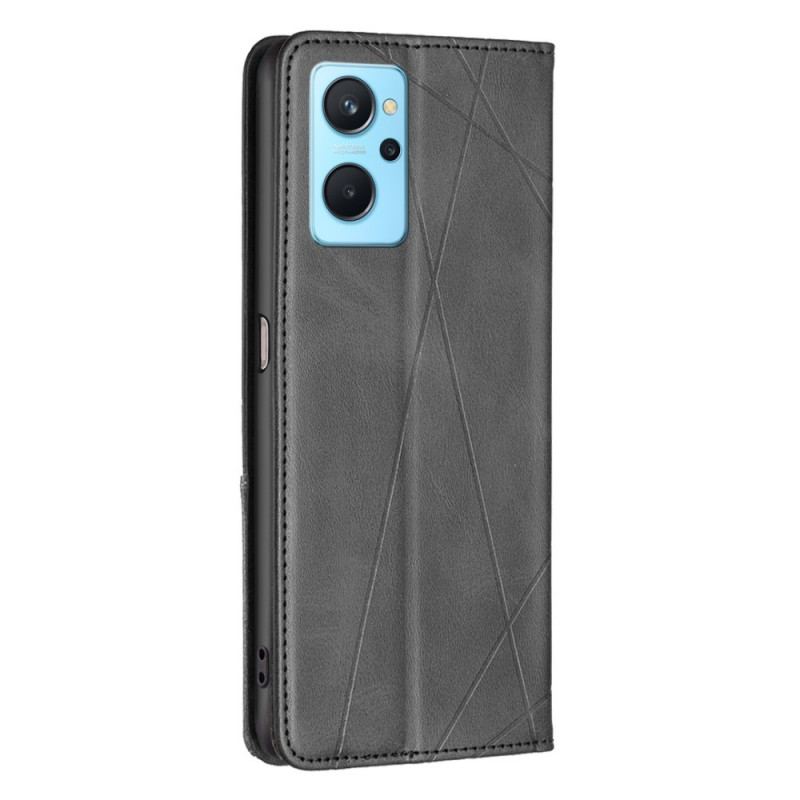 Flip Cover Realme 9i Simili Cuir Motif Lignes Diagonales