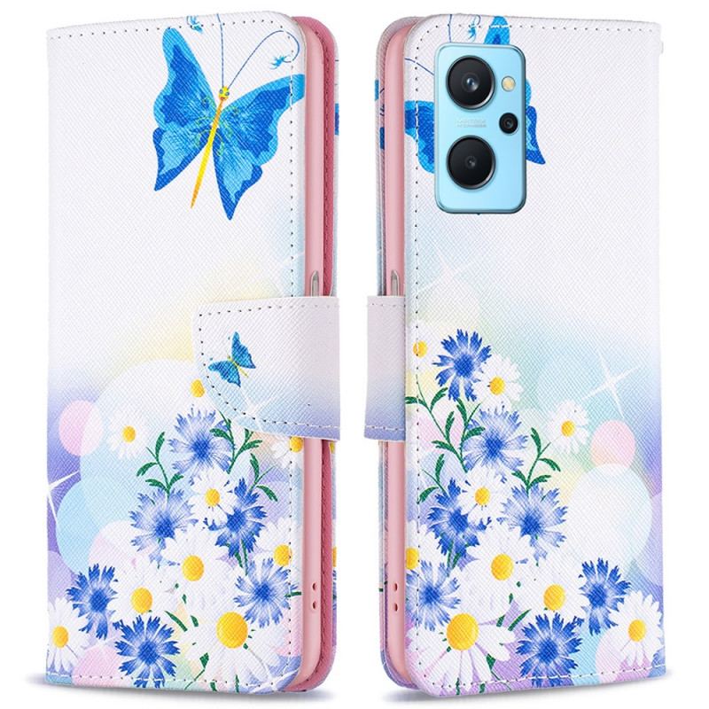 Housse Realme 9i Papillon et Fleurs Pastels