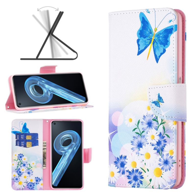 Housse Realme 9i Papillon et Fleurs Pastels