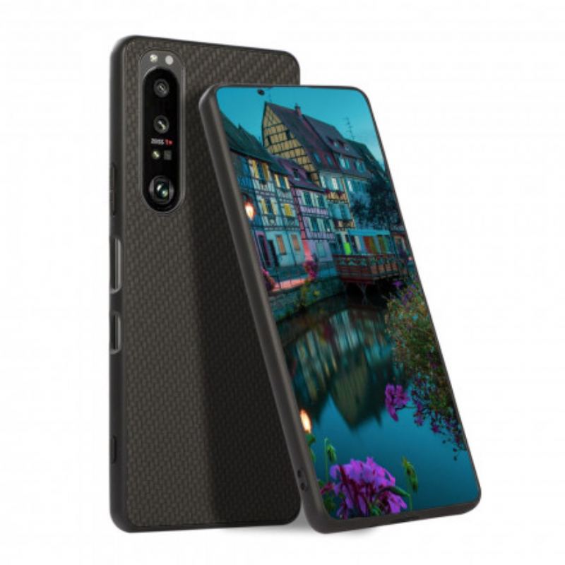 Coque Sony Xperia 1 III Effet Cuir Texture Fibre Carbone