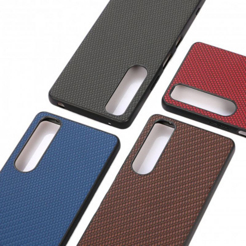 Coque Sony Xperia 1 III Effet Cuir Texture Fibre Carbone